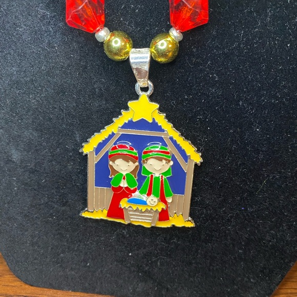 NWOT Handmade Nativity Chunky Beads Necklace - Picture 2 of 4